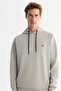 Men's Gray Hooded Collar Flexible Cotton Soft Texture Interlock Fabric Sweatshirt B001101 - 2