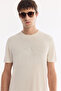 Men's Ecru Crew Neck Injection Printed Cupra Single Jersey T-Shirt A61Y1140 - 2