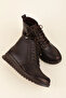 Women's Genuine Leather Rubber Laced Casual Boots Nhr.237 Brown - 5