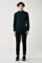 Men's Green Half Turtleneck Non-Pilling Knitwear Regular Fit Sweater E005001 - 5