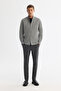 Men's Gray Buttoned Collar 100% Cotton Regular Fit Shirt B002033 - 5