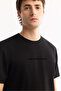 Men's Black Crew Neck Viscose Blend Bi-Stretch Printed Regular Fit T-Shirt A52Y1014 - 6