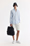 Men's Light Blue Button-Down Collar Cotton Easy-Iron Regular Fit Shirt A51Y2130 - 8