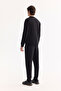 Men's Black Crew Neck Cotton Embossed Printed Regular Fit Sweatshirt A52Y1327 - 4