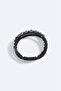 Men's Black Leather and Hematite Stone Bracelet A51Y9601 - 3