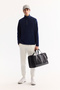 Men's Navy Blue Cold Resistant Half Zipper Stand Collar Fleece Sweatshirt E 001068 - 6