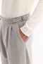 Men's Light Gray Side Buckle Viscose Blend Easy-Iron Carrot Fit Trousers A52Y3010 - 6