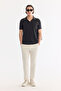 Men's Anthracite Non-Curling Polo Collar Buttonless Easy-Ironing Regular Fit T-Shirt A61Y1125 - 6