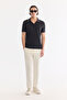 Men's Anthracite Non-Curling Polo Collar Buttonless Easy-Ironing Regular Fit T-Shirt A61Y1125 - 5