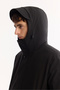 Men's Black Hooded Water Repellent Windproof -7 Degree Resistant Regular Fit Coat A52Y6099 - 4