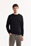 Men's Black Crew Neck Wool Knitwear Sweater B 005013