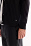 Men's Black Shawl Collar Buttoned Soft Touch Striped Regular Fit Cardigan A52Y5042 - 6