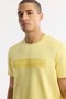 Men's Yellow Crew Neck Printed Bi-Stretch Interlock Regular Fit T-Shirt A51Y1021 - 2