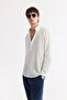 Men's White Buttoned V-Neck Linen Blend Comfort Fit Shirt A51Y2148 - 5