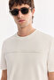 Men's Ecru Crew Neck High Filexi Printed Interlock T-Shirt A61Y1147 - 2