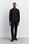 Men's Black Non-Curling Polo Collar Easy-Iron Basic Sweatshirt B001080 - 6