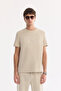 Men's Beige Crew Neck Printed Bi-Stretch Interlock Regular Fit T-Shirt A61Y1068