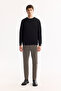 Men's Black Crew Neck Wool Knitwear Sweater B 005013 - 6