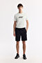 Men's Black Elastic Waist Lace-Up Bi-Stretch Interlock Regular Fit Shorts A51Y3631