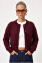 Women's Tilia Crop Burgundy Knit Cardigan - 4