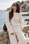 Ecru Crew Neck Oversize Knitwear Sweater 701
