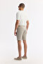 Men's Beige Side Elasticated Ribbed Bi-Stretch Slim Fit Chino Shorts A51Y3730 - 3
