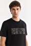 Men's Black Crew Neck Printed Bi-Stretch Interlock Regular Fit T-Shirt A61Y1144 - 2