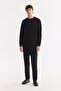 Men's Black Crew Neck Cotton Easy-Iron Bi-Stretch Regular Fit Sweatshirt A61Y1205 - 6