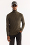Men's Khaki Turtleneck Soft Touch Textured Knitwear Regular Fit Sweater A52Y5040 - 2