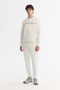 Men's Ecru Elastic Waist Lace-Up Elastane Regular Fit Sweatpants A42Y3418