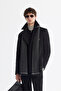 Men's Black Double Breasted Closure Side Pocket Wool Blend Lined Cashmere Comfort Fit Coat A42Y6065