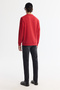 Men's Red Crew Neck Cotton Printed Elastane Regular Fit Sweatshirt A42Y1221 - 5