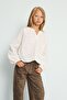100% Cotton Apaş Collar Balloon Long Sleeve Voile Blouse Girls I2670A826Au