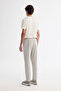 Men's Gray Side Elastic Herringbone Knitted Lace-Up Relaxed Fit Trousers A42Y3016 - 3