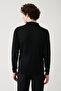 Men's Black Zippered Wool Striped Knitwear Sweater A32Y5094 - 4