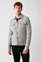 Men's Gray Classic Collar Snap Fastener Capped Pocket Short Stamp Coat A32Y6121 - 4