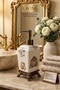 Lavina Ceramic Liquid Soap Dispenser, Cream, Saray, with Bronze Feet 470 ml - 2