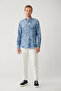 Men's Blue Bottomed Britli Collar Cotton Easy-Iron Regular Fit Shirt A41Y2157 - 6