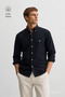 Tyson Black Embroidered 100% Cotton Poplin Standard Fit Men's Shirt