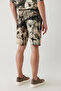 Men's Gray 100% Viscose Elastic Waist Patterned Etenna Relaxed Fit Shorts A41Y3734 - 5