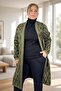 Baklava Patterned Broch Detailed Long Sleeve Shal Collar Large Size Knitting Cardigan - 7