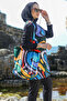 Women's Digital Printed Blue Green Full Covered Short Hijab Swimsuit - 4