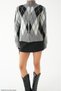Women's Turtleneck Zippered Diamond Pattern Knitwear Cardigan - 7