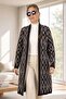Baklava Patterned Broch Detailed Long Sleeve Shal Collar Large Size Knitting Cardigan - 3