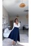 Navy Blue Diagonal Bell Skirt - 2