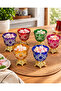 Colorful Glass Gold Footed 6-Piece Turkish Delight Bowl Cutting Presentation Bowl
