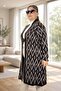Baklava Patterned Broch Detailed Long Sleeve Shal Collar Large Size Knitting Cardigan - 7
