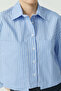 Women's Striped Poplin Short Shirt - 7