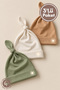 Unisex Baby Sun Printed Tie-Up Combed Organic Cotton Newborn 3-Piece Baby Beanie Set
