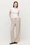 Women's Front-Seamed Straight-Cut Trousers with Elastic Waist - 4